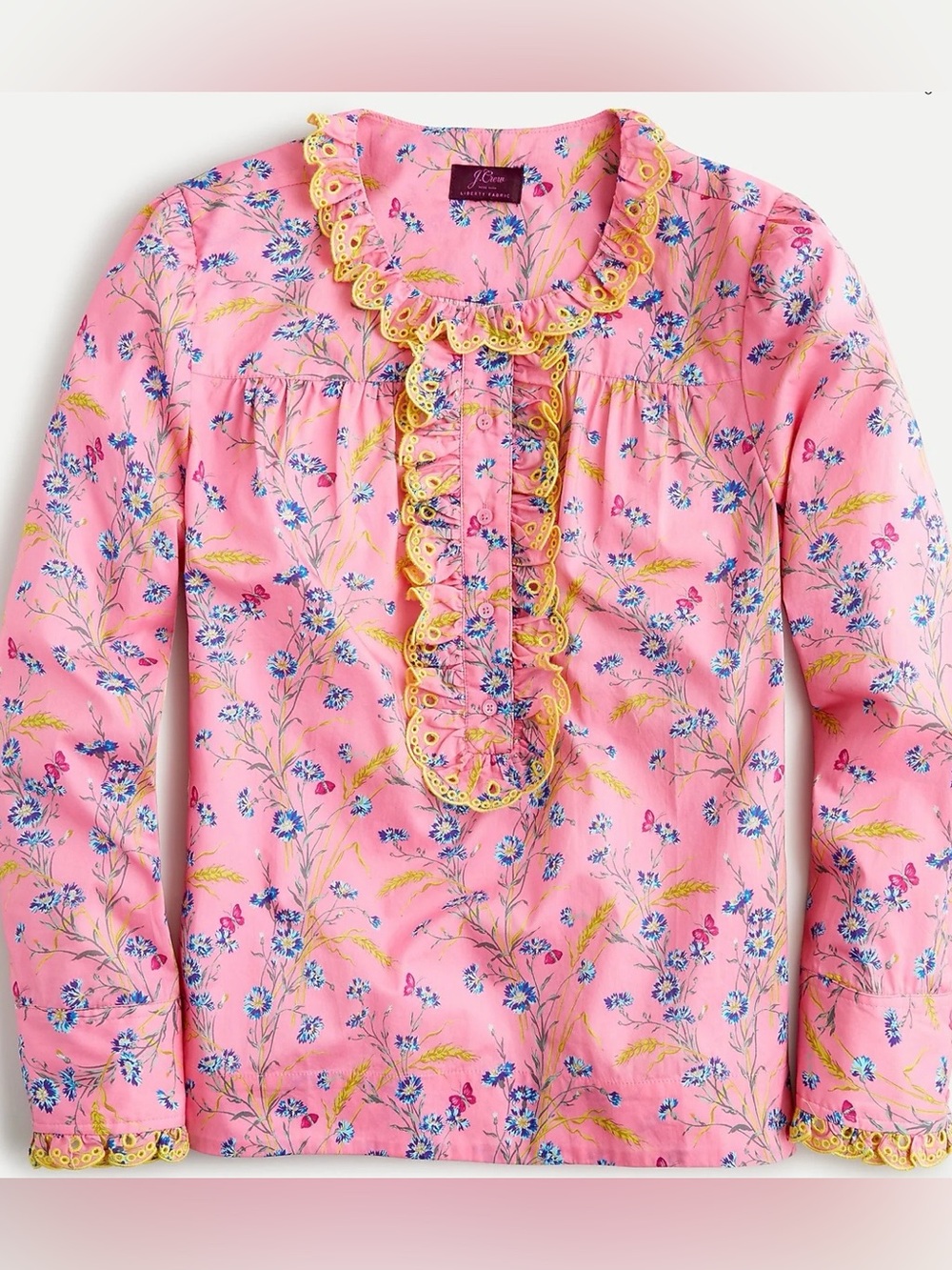 Brand New J.Crew X Liberty Fabric Floral Ruffle Print Blouse Cotton Poplin Small
